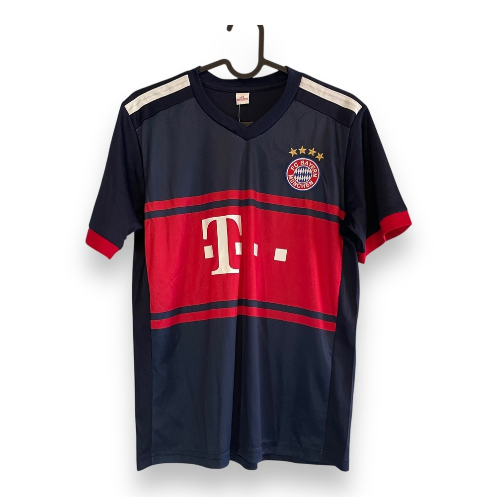 Bayern Munchen Kids Soccer Jersey Navy Red Short Sleeve Size 28 FC Bayern Munich - Picture 1 of 6